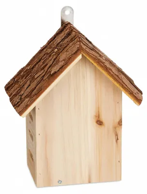 Image de Relaxdays Maison pour coccinelles, en bois, H x l x P : 22 x 18 x 12 cm, résistante aux intempéries, à suspendre, hôtel à insectes pour coccinelles, couleur naturelle