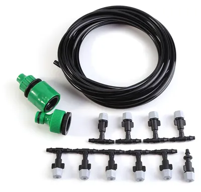 Imagen del producto de Sistema de enfriamiento por nebulización de agua, manguera, aspersor, boquilla, kit de microirrigación para jardín y terraza, 5 metros