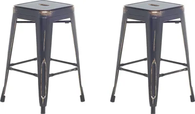 Produktbild von BELIANI Trendy Barhocker 2er Set Schwarz/Gold Metall 60 cm Industriell