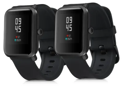 Produktbild von kwmobile 2x Uhrenarmband für Huami Amazfit Bip S / Bip S Lite Armband - Fitnesstracker Band Set aus TPU Silikon - Ersatzarmband Smartwatch - Schwarz