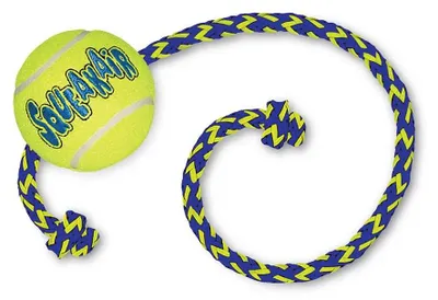 Produktbild von KONG Squeakair Ball mit Seil Gelb/Blau