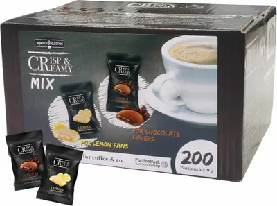 Produktbild von Hellma Crisp & Creamy Schoko & Lemon Gebäck Küchlein mit Cremefüllung (1,34kg Karton)