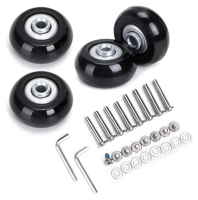 Productafbeelding van Solidchoice - Set van 4 Zwarte Kofferswielen met Rubber voor Trolley Bagage