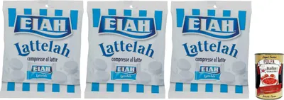 Produktbild von Elah caramelle Lattelah, Süßigkeiten Milchbonbons gefüllt mit Milch und Magerjoghurt 3x 100g + Italian Gourmet polpa 400g