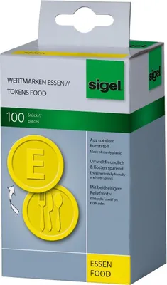 Immagine prodotto di gettoni sigel "Food", in plastica, giallo