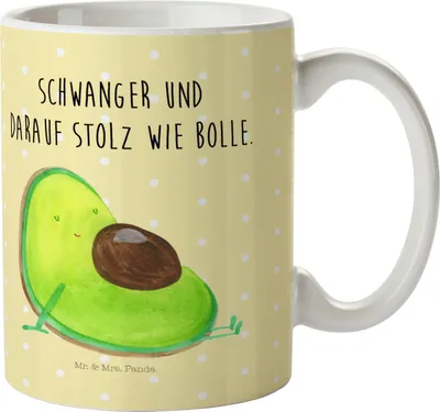 Produktbild von Mr. & Mrs. Panda Pott Avocado Schwangerschaft - Gelb Pastell - Geschenk, Trinklernbecher, Mehrwegbecher, Gesund, Geburt, Plastikbecher, Camping Tasse, Liebe, Baby