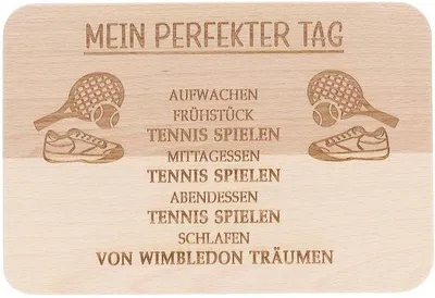 Produktbild von Spruchreif Holz Servierplatte gegraverte Tennissnackplatte 22 x 15 x 1 cm