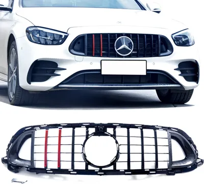 Produktbild von Kühlergrill Schwarz Carbon Glanz passend für Mercedes E Klasse W213 S213 Facelift Mopf ab 2020 auf Evo Sport Panamericana GT