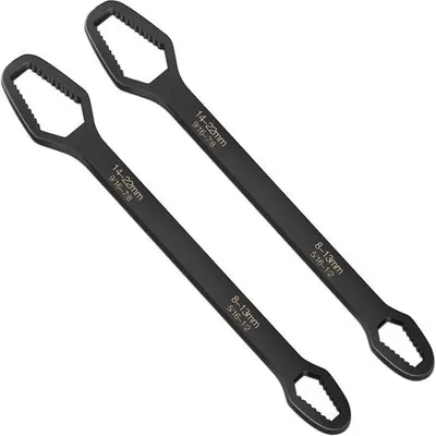 Obrázek produktu pro Dva černé univerzální klíče, univerzální klíče Torx 8–22 mm, dvojitý, samonapínací, nastavitelný, multifunkční ruční nástroj