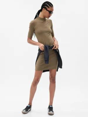 Produktbild von GAP Damen Minikleid aus Baumwoll-Modal-Mix Khaki Gr. L