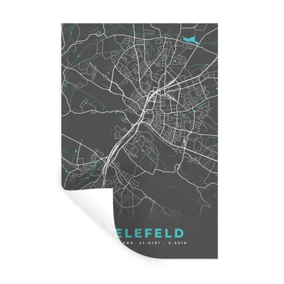 Produktbild von MuchoWow® Wandtattoo Wandsticker Wandaufkleber Deutschland - Blau - Bielefeld - Stadtplan - Karte 40x60 cm Selbstklebend und Repositionierbar - Wierderverwendbar - Selbstklebend
