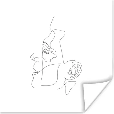 Produktbild von MuchoWow® Poster Mann - Strichzeichnung - Schwarz - Weiß 50x50 cm - Wohnzimmerdekoration