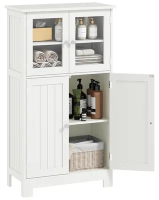 Produktbild von Multifunktionaler Badezimmerschrank mit Glastš¹ren und verstellbarem Einlegeboden, 60 x 30 x 108,5 cm, wei?
