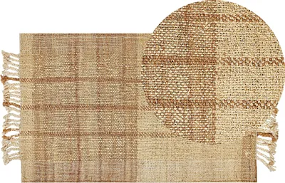 Obrázek produktu pro BELIANI Koberec béžový jutový 80 x 150 cm ručně tkaný se střapci boho obývací pokoj ložnice