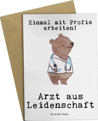 Produktbild von Mr. & Mrs. Panda Klappkarte Arzt Leidenschaft - Weiß - Geschenk, hochzeitskarten, Grußkarte, Arztpraxis, Doktor, osterkarte, babykarte, weihnachtskarten, einladungskarten