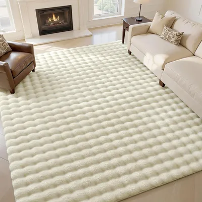 Image de Tapis épais et moelleux avec motif en relief 3D en forme de bulles, dimensions 120 x 160 cm