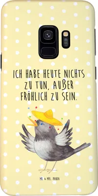 Produktbild von Mr. & Mrs. Panda Samsung Galaxy S9 Handyhülle Rabe Sombrero - Gelb Pastell - Geschenk, Handy Schutzhülle, Vogel, Elster, Lustige Sprüche, Hülle, Case, Vögel, Cover, Froh