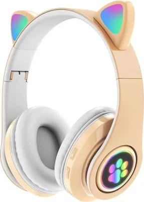 Produktbild von Wireless Bluetooth Headset Glühende Katze Ohr Kopfhörer Stereo Musik Kopfhörer mit Mic Einstellbare Stirnband Kopfhörer für Desktop-Laptop Tablet PC Smartphone Farbe:Gold
