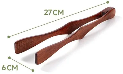 Lebensmittelclip Servierzange - Sicheres Grillen - Hitzebeständiges Holz - 265 cm Länge - Kaffee