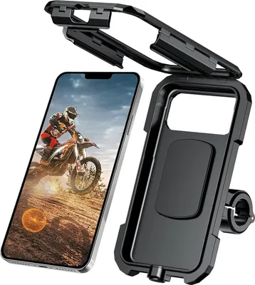 Produktbild von wasserdichte Motorrad Handyhalterung, 360 ° Drehbar Fahrrad Handyhalterung mit Empfindlicher Touchscreen, Passend für 5.5"-6.8" Smartphones, für Lenker 2.2-3.2 cm Fahrrad/Roller/Motorrad...