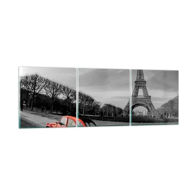 Produktbild von Bilder auf glas - Auto Eiffle Kultur Architektur - 150x50cm - Glasbilder - Wandbilder - Kunstdruck - zum Aufhängen bereit - Wanddekoration aus Glas - Glas Bilder - Wandbild auf Glas - GCA150x50-2655