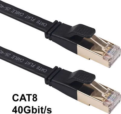 Immagine prodotto di SOONTEC 5m CAT 8 Cavo LAN Cavo di rete superveloce Cavo patch Internet cavo piatto RJ45 spina 40Gbps 2000 MHz - Nero