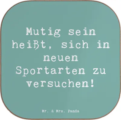 Produktbild von Mr. & Mrs. Panda Tischuntersetzer Spruch Neue Sportart versuchen - Meeresbrise - Geschenk, Mutmacher, Abenteuer, Untersetzer für Gläser, Zuversicht, Tanzen, Mutig sein