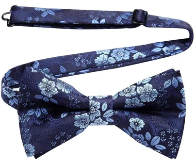 Immagine prodotto di Fascia da uomo, già annodata, regolabile, blu navy con motivo floreale