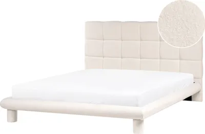 Obrázek produktu pro BELIANI Postel krémově bílá buklé čalounění 160 x 200 cm čalouněné čelo a nohy moderní skandinávský styl ložnice
