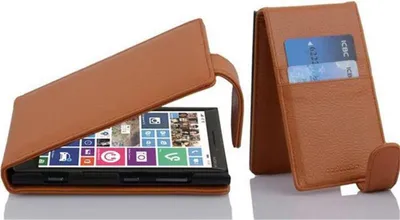 Produktbild von Cadorabo Schutzhülle für Nokia Lumia 929 / 930 Hülle in Braun Flip Etui Handyhülle Case Cover Kunstleder