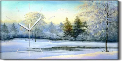 Produktbild von Wandbild Leinwand Bilder Wanduhr Geräuschlos Kunstdruck 60x30 Winter Wald - weiße Hände