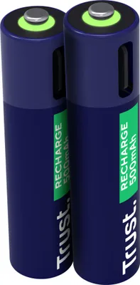 Obrázek produktu pro Trust 25585, Dobíjecí baterie, AAA, 2 kusů, 500 mAh, 1 h, Zkrat
