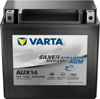 A Varta Silver Auxiliary Dynamic AGM car battery.