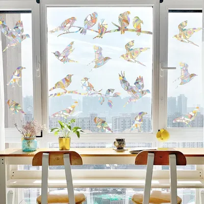 Produktbild von 20 Stück statisch haftende Prisma Fensteraufkleber, Kolibri und Ast Vogel Suncatcher Sticker für Fenster