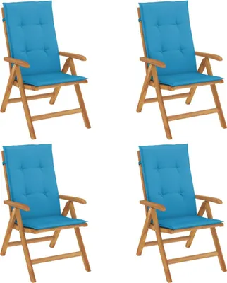 Image de vidaXL Chaises de jardin avec coussins 4 pcs. Bois massif teck