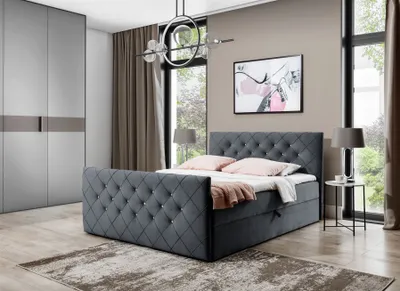 Produktbild von Boxspringbett Schlafzimmerbett EIVOR 160x200cm Anthrazit inkl.Bettkasten