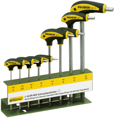 Obrázok produktu pre Proxxon 22650 L-Griff Schraubendreher HEX Innensechskant 8tlg, HX 2 -10