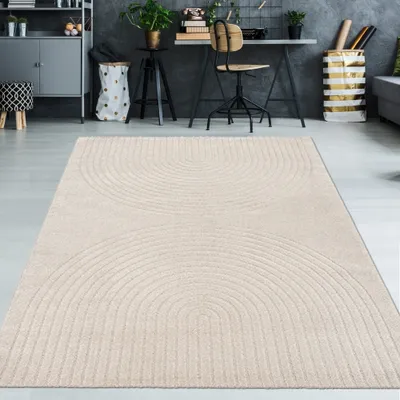 Immagine prodotto di Tappeto da soggiorno resistente con un semplice motivo ad archi, beige, dimensioni: 160 x 220 cm