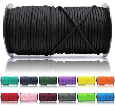 Produktbild von Paracord 550 Seil aus Nylon und Polyester mit 7 Kernsträngen 4mm Schwarz 100m