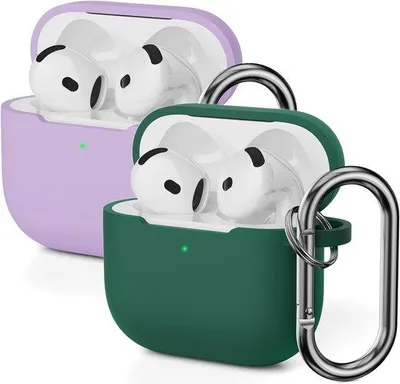 Productafbeelding van Set van 2 Siliconen Beschermhoesjes voor AirPods 4 (2024) met Carabiner