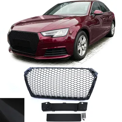 Kühlergrill Sportgrill Waben Gitter Schwarz Matt für Audi A4 B9 8W ab 2015 – Produktansicht