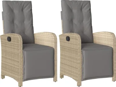 Produktbild von vidaXL Gartensessel mit Fußteil 2 Stk. Verstellbar Poly Rattan