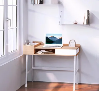 Produktbild von Schreibtisch Computertisch Bürotisch Arbeitstisch PC Tisch vielseitig verwendbar mit sechs Ablagefächern Schublade Breite Tischplatte 100 x 55 x 81,5