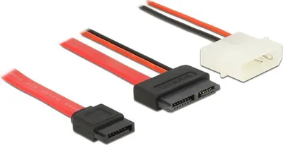 Produktbild von DeLOCK 84790, 0,5 m, SATA I, SATA 13-pin, SATA 7-pin + Molex (4-pin), Männlich/Männlich, Schwarz, Rot