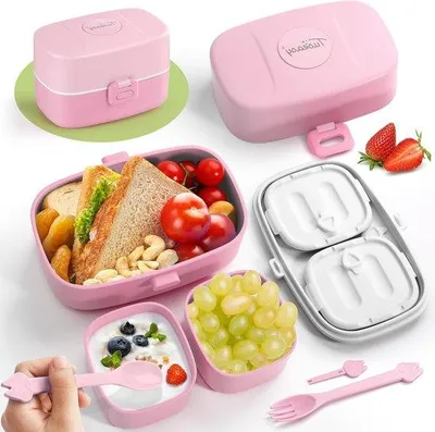 Obrázok produktu pre Nepriepustná bento krabička 860 ml, ružová, bez BPA