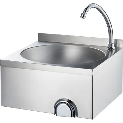 Produktbild von Handwaschbecken Zur Wandmontage 400X400X225 Mm Mit Kniebedienung Inkl. Armatur, Mit Aufkantung