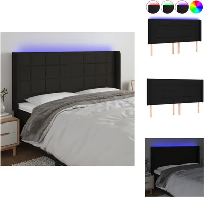 Produktbild von vidaXL LED Kopfteil Schwarz 183x16x118/128 cm Stoff -  Kopf- & Fußenden
