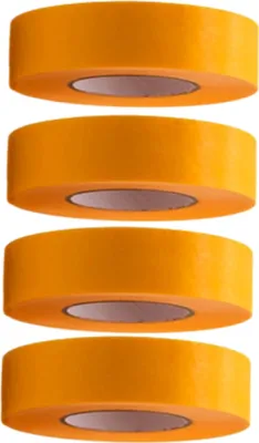 Immagine prodotto di 4 rotoli di nastro adesivo professionale oro 50 m x 24 mm - nastro crespo oro per pittori - nastro per mascheratura per pittori e decoratori - crespo per interni ed esterni - crespo per pittori - nastro adesivo versatile per lavori di pittura