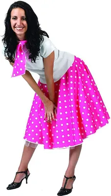 Rock 'n' Roll Tellerrock pink für Damen Gr. 36-44 Kostüm 50er Jahre Rock inkl. Halstuch Fasching Karneval Mottoparty