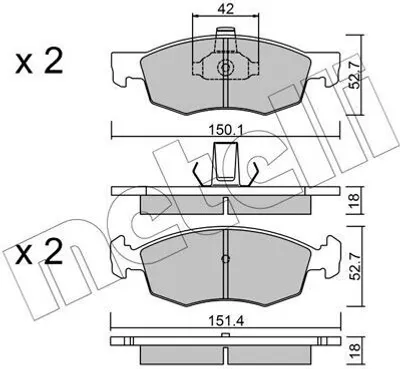Produktbild von METELLI Bremsbeläge Satz Vorne Bremsklötze für FIAT Doblo Cargo (223) 22-0274-2